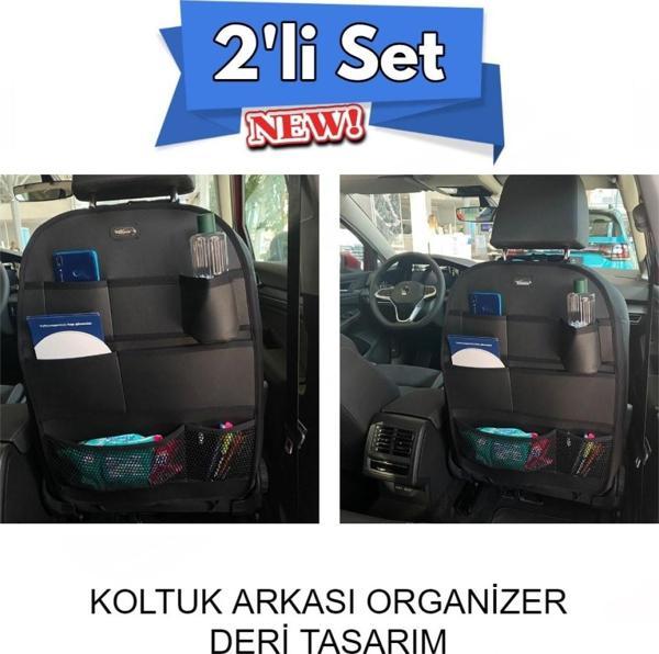 
Chevrolet Kalos Araç İçi Deri Koltuk Arkası Organizer 2'li Set Düzenleyici Siyah - Image 1