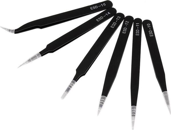Hassas Elektronik Cımbız Seti 6 Çeşit Antistatik Çelik Tweezer Set - Image 1