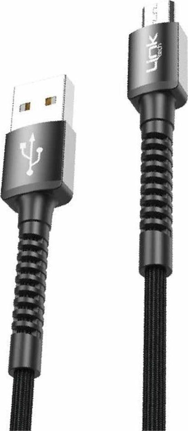 LinkTech K551 Micro USB Metal Başlı Data/Şarj Kablosu 3A 1mt - Image 1