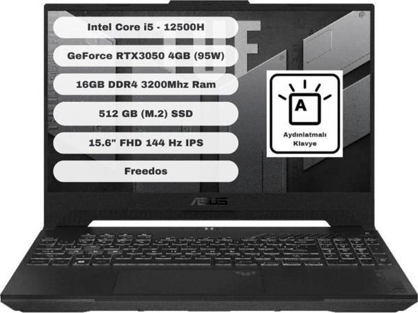 Asus Tuf Gaming Fx507Zc4-Hn081 Gtı16 Intel Core I5 12500H 16Gb 512Gb Ssd Rtx3050 Freedos 15.6" Fhd - Image 1