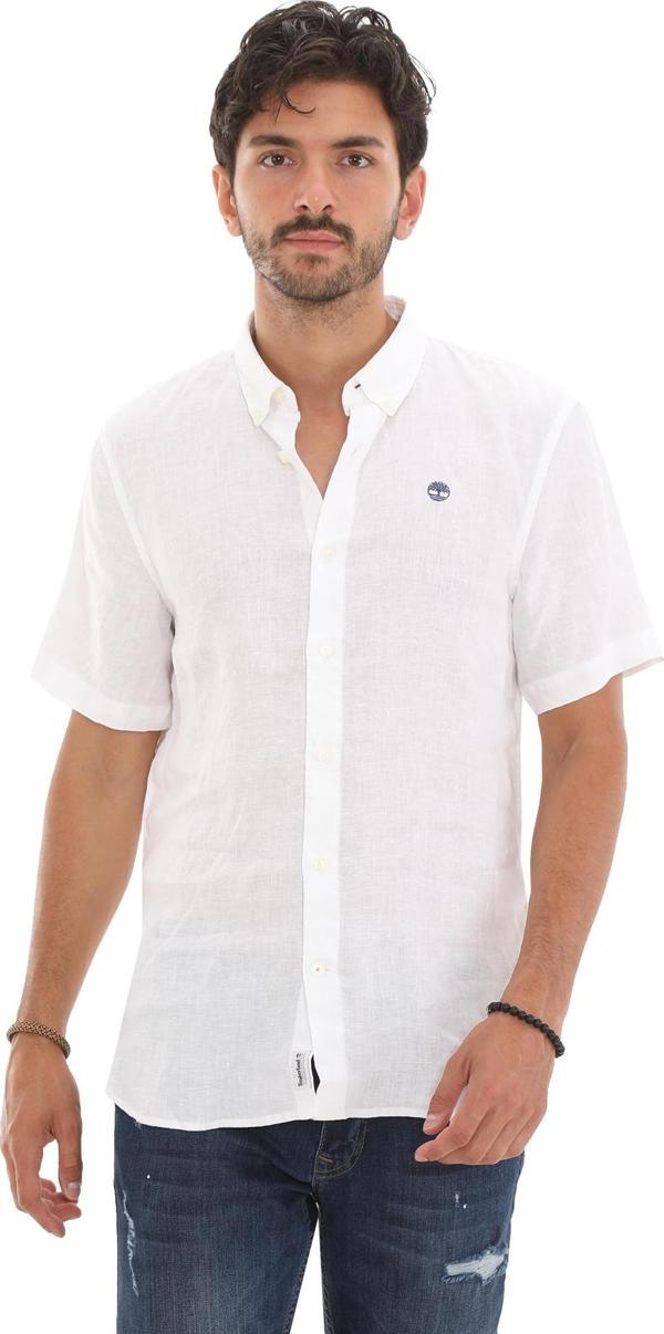 B0A2DCC1001-R Timberland Ss Linen Shirt Erkek G&amp;ouml;mlek Beyaz - Image 1