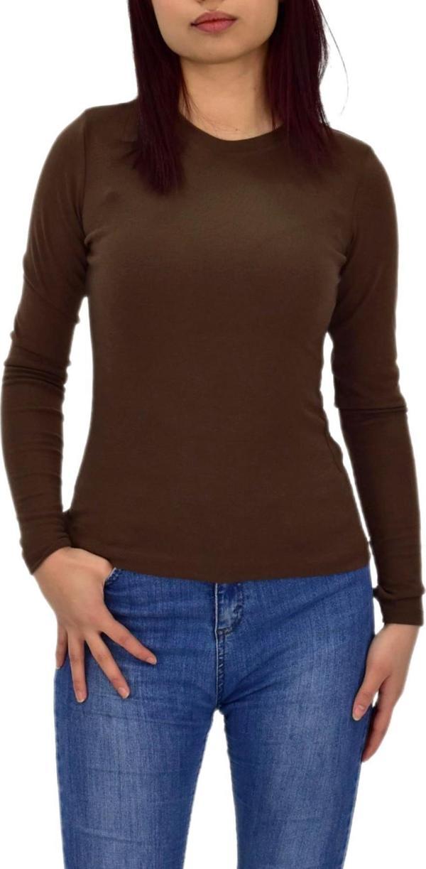 Kadın Düz Renk Vücuda Oturan Uzun Kollu Sweatshirt BGL-ST04209 - Image 1