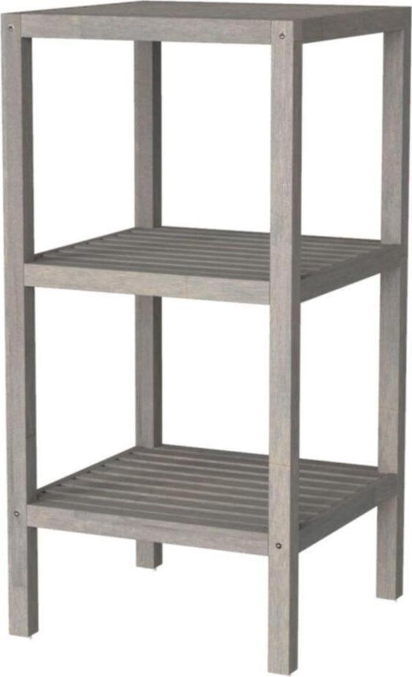 Interbuıld Real Wood Akasya Masif Ağaç - Holger 3 Katlı Çok Amaçlı Raf - 372x371x653 Mm - Alacakaranlık Grisi - Image 1