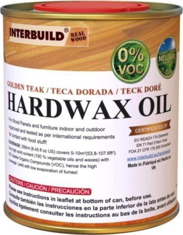 Interbuıld Real Wood Interbuild Hardwax Oil (0%) Voc 250 Ml Mobilya Ve Ahşap Tezgah Yağı - Altın Tik - Image 1