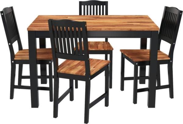 Interbuıld Real Wood Interbuild Masif Ahşap Swoppmokk 5 Parça Yemek Takımı (1 Masa +4 Sandalye) Siyah Ayak - Image 1