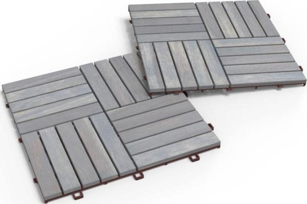 Interbuıld Real Wood Interbuild Masif Akasya - Ahşap Karo Zemin Kaplaması 30x30Cm (10 Adet Karo = 0 - 9 M2) - Alacakaranlık Gri - Image 1