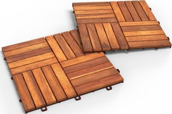 Interbuıld Real Wood Interbuild Masif Akasya - Ahşap Karo Zemin Kaplaması 30x30Cm (10 Adet Karo = 0 - 9 M2) Altın Tik - Image 1