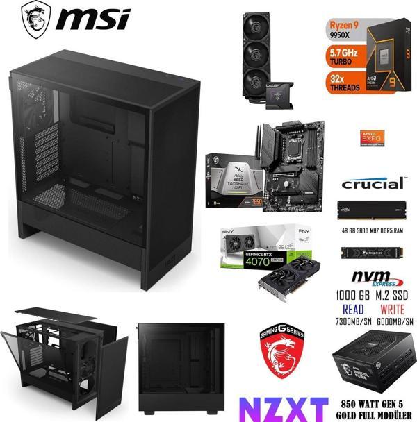 AMD RYZEN 9 9950X 48 GB RAM 1 TB RTX 4070 SÜPER GAMİNG & WORKSTATİONS PC - Image 1