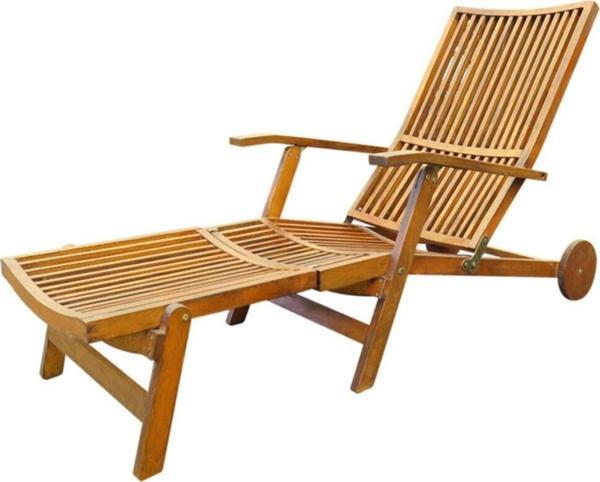 Interbuıld Real Wood Interbuild Masif Akasya - Stockholm Ayarlanabilir Katlanır Şezlong - Altın Tik  - Image 1