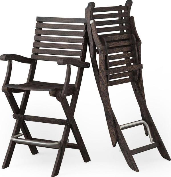 Interbuıld Real Wood Interbuild Masif Akasya Ahşap - Casino Koltuk Katlanabilir Açık Bar Sandalyesi - 2 Adet Espresso - Image 1