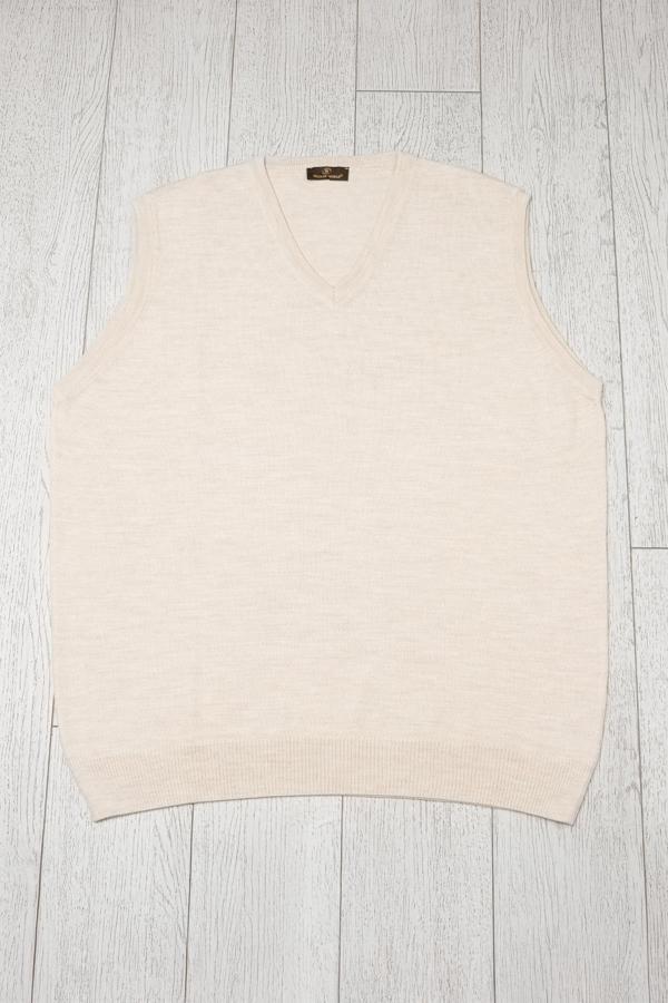 Woolen World V Yaka Battal (Büyük Boy) Yünlü Kolsuz Triko Süveter - Image 1