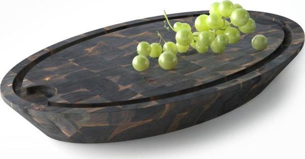 Interbuıld Real Wood Interbuild Masif Akasya End Grain - Samurai Oval Doğrama Kasap Bloğu - 59x39x7,8 cm- Espresso - Image 1
