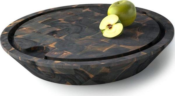 Interbuıld Real Wood Interbuild Masif Akasya End Grain - Samurai Yuvarlak Doğrama Kasap Bloğu - Çap 45 Cm x7,8 cm- Espresso - Image 1