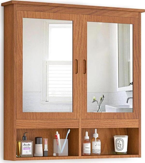 Interbuıld Real Wood Interbuild Meşe Ahşap Aynalıbanyo Duvar Dolabı 100x100x16 Cm - Image 1
