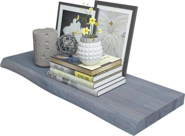 Interbuıld Real Wood Interbuild Yüzer Duvar Rafı - Masif Akasya - Fsc - 70x25x3,8 cm - Fj - Doğal Kenarlı - Alacakaranlık Gri - Image 1
