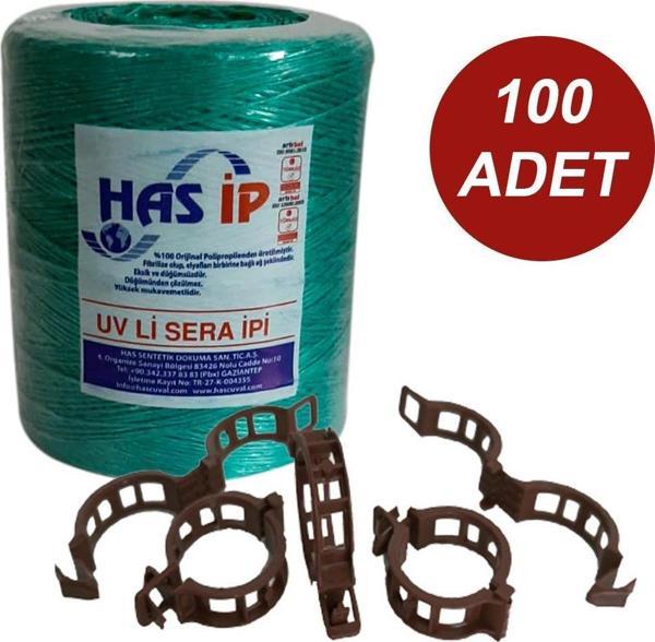 HAS SERA İPİ VE BİTKİ KLİPSİ FİDE BAĞLAMA İPİ 100 ADET HER BİTKİYLE UYUMLU BİTKİ KLİPSİ - Image 1