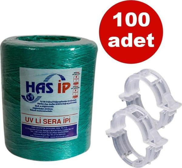 HAS SERA İPİ VE ORİJİNAL BİTKİ KLİPSİ FİDE BAĞLAMA İPİ 100 ADET HER BİTKİYLE UYUMLU ŞEFFAF BİTKİ KLİPSİ - Image 1