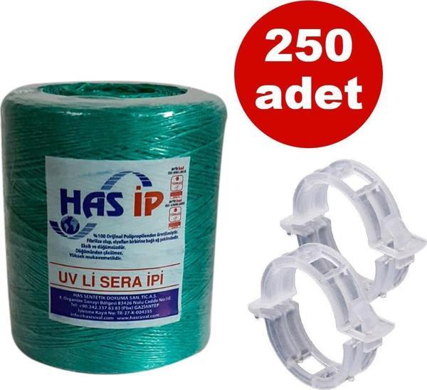 HAS SERA İPİ VE ORİJİNAL BİTKİ KLİPSİ FİDE BAĞLAMA İPİ 250 ADET HER BİTKİYLE UYUMLU ŞEFFAF BİTKİ KLİPSİ - Image 1