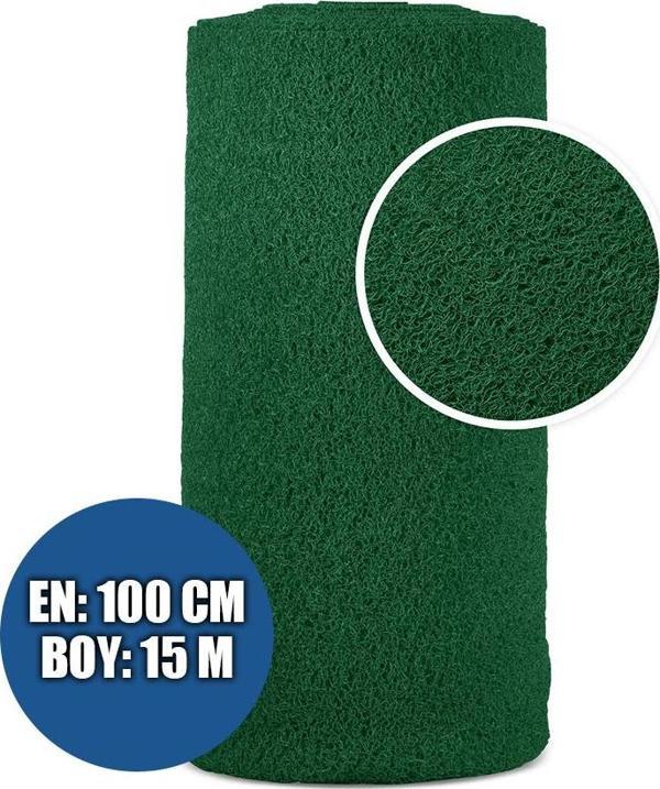 KARMAŞIK PASPAS 1x15 Metre YEŞİL PVC KIVIRCIK HALI İÇ DIŞ MEKAN YOLLUK KAYDIRMAZ ISLAK ZEMİN PASPASI - Image 1