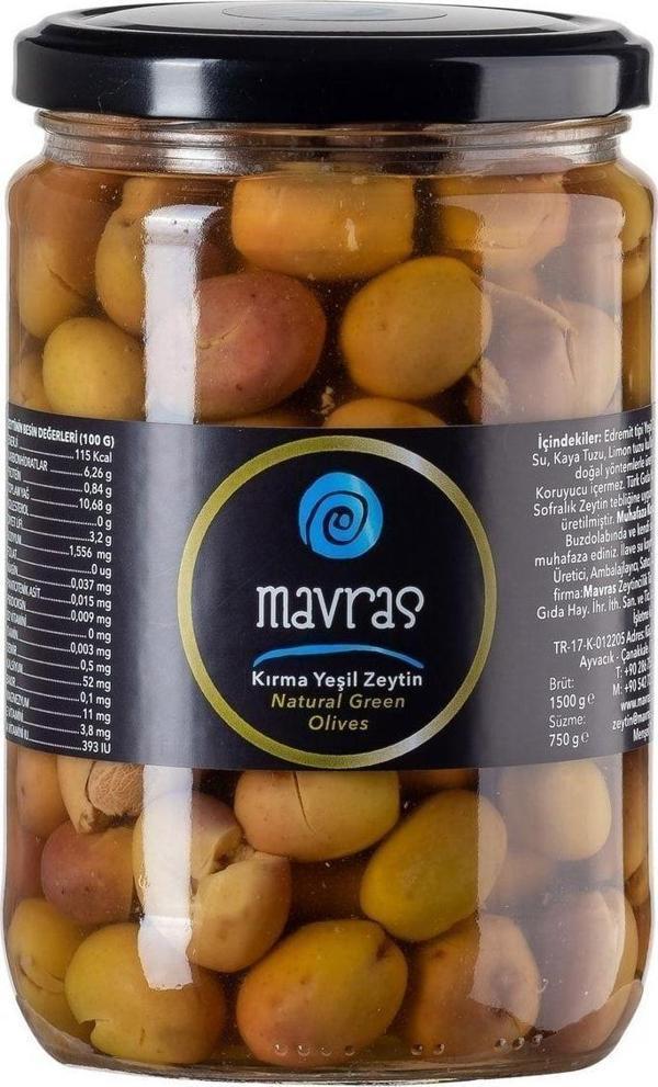 Mavras Edremit Tipi Taze Kırma Yeşil Zeytin 500 G - Image 1