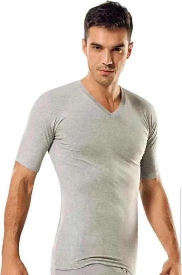 3 lü Paket Tutku Erkek V Yaka Kısa Kollu Atlet Fanila Pamuklu Ürün - Image 1