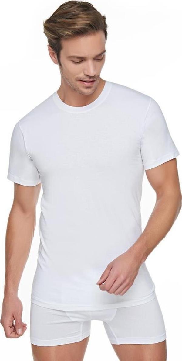 6 lı Paket Seher Yıldız Erkek Kısa Kol Sıfır Yaka Atlet Beyaz - Image 1