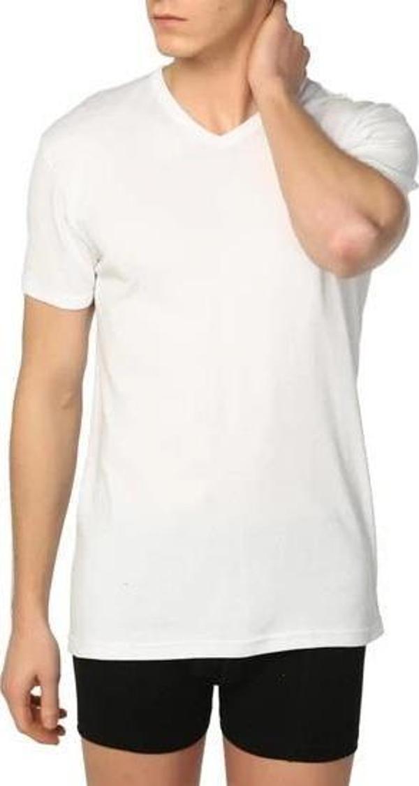 3 Adet Gümüş Erkek Kısa Kollu V Yaka Atlet Fanila 4051 - Image 1