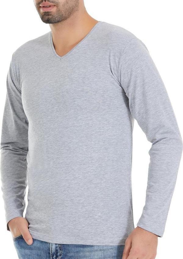 3 Adet Yıldız Erkek Likralı Uzun Kollu T-Shirt Fanila Gri 352 - Image 1