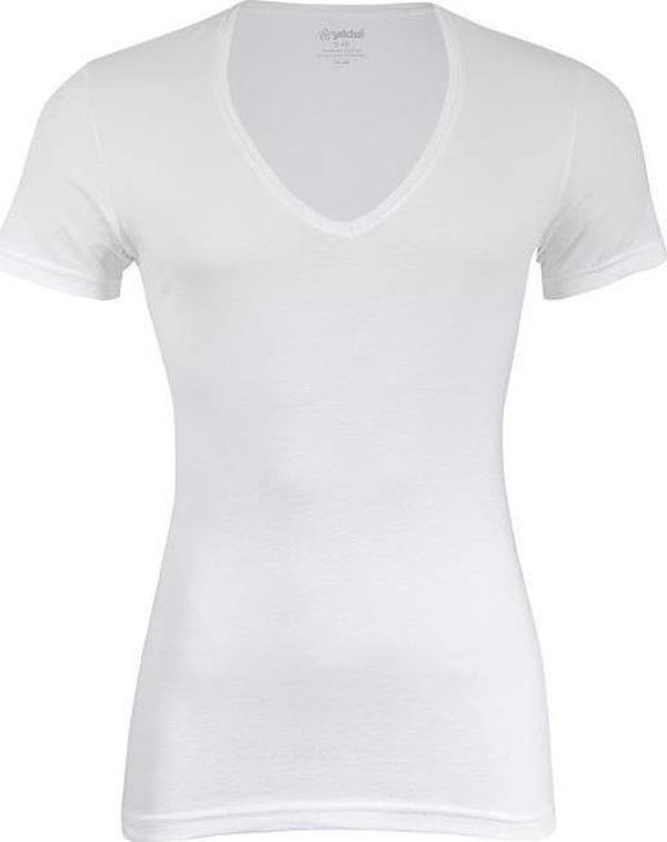 3 Adet Yıldız Erkek Likralı Derin V Yaka T-Shirt Fanila Beyaz 355 - Image 1