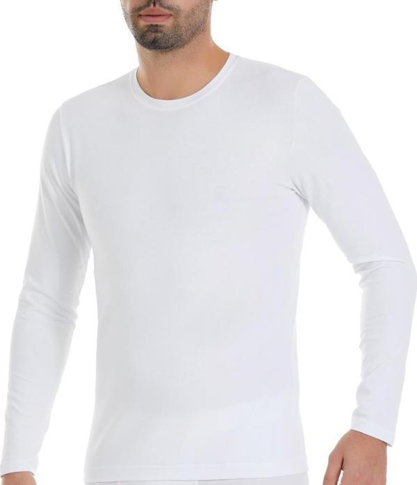 3 Adet Yıldız Erkek Likralı Uzun Kollu T-Shirt Fanila Beyaz 85 - Image 1