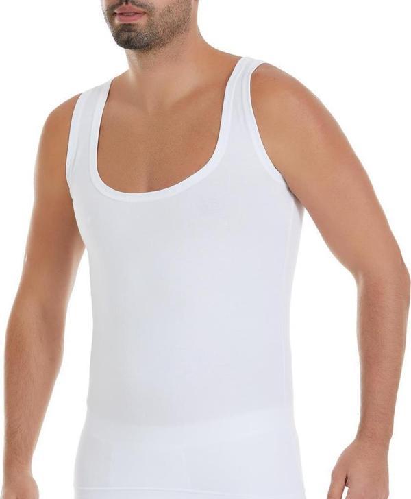 6 Adet Yıldız Erkek Modal Derin Yaka Atlet Beyaz 330 - Image 1
