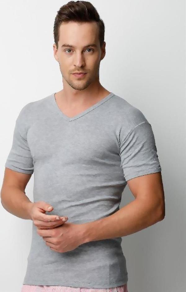 6 Adet Donex Erkek Likralı Kısa Kol V Yaka Atlet 2130 - Image 1