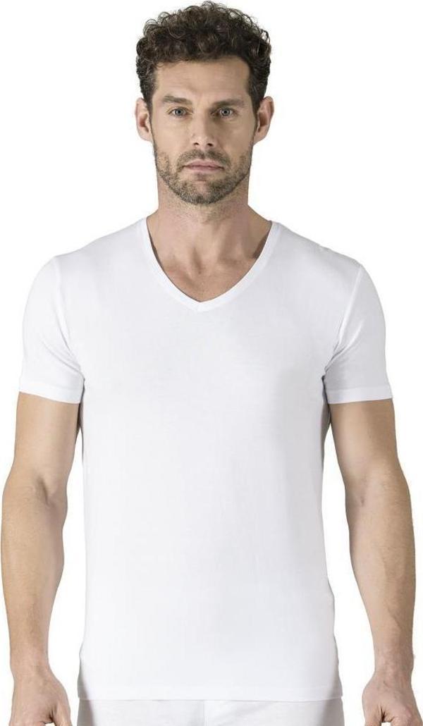 6 Adet Özkan Erkek Modal V Yaka Kısa Kol Atlet Fanila 11143 - Image 1