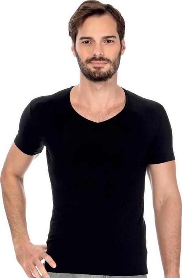 6 Adet Özkan Erkek Modal V Yaka Kısa Kol Atlet Fanila 11143 - Image 1