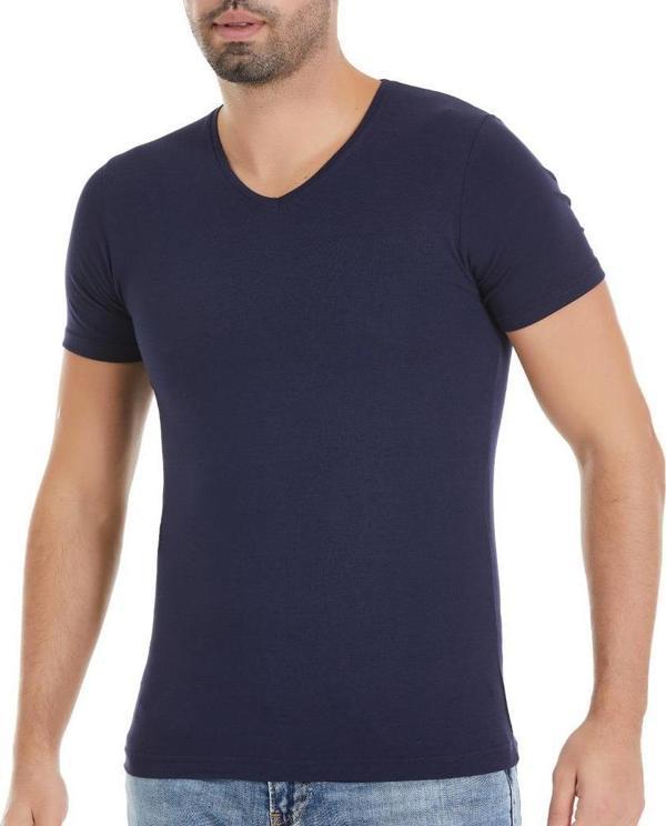 6 Adet Yıldız Erkek Modal V Yaka T-Şhirt Fanila Lacivert 153 - Image 1