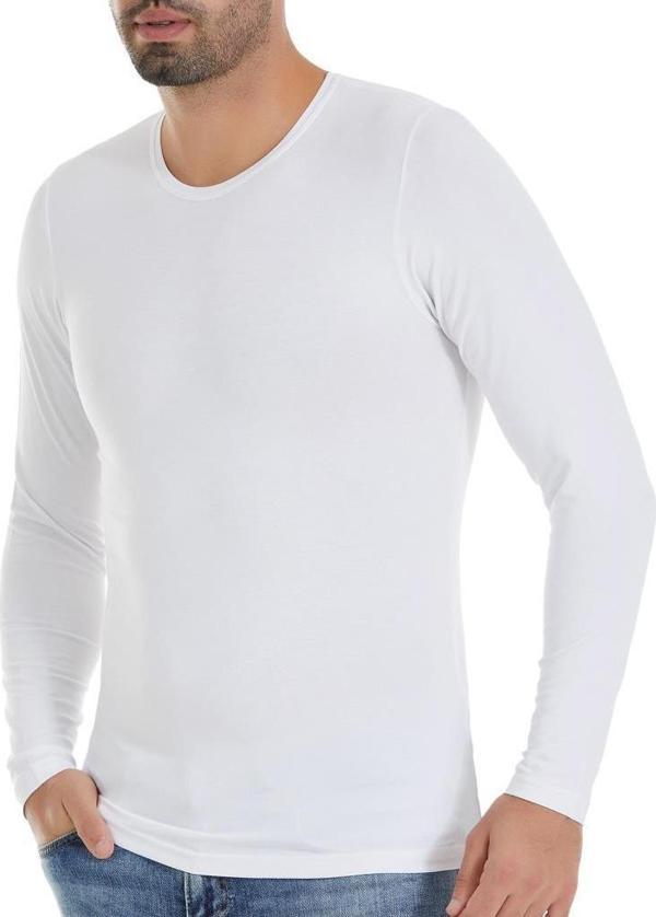6 Adet Yıldız Erkek Bambu Uzun Kollu T-Shirt Fanila Beyaz 495 - Image 1