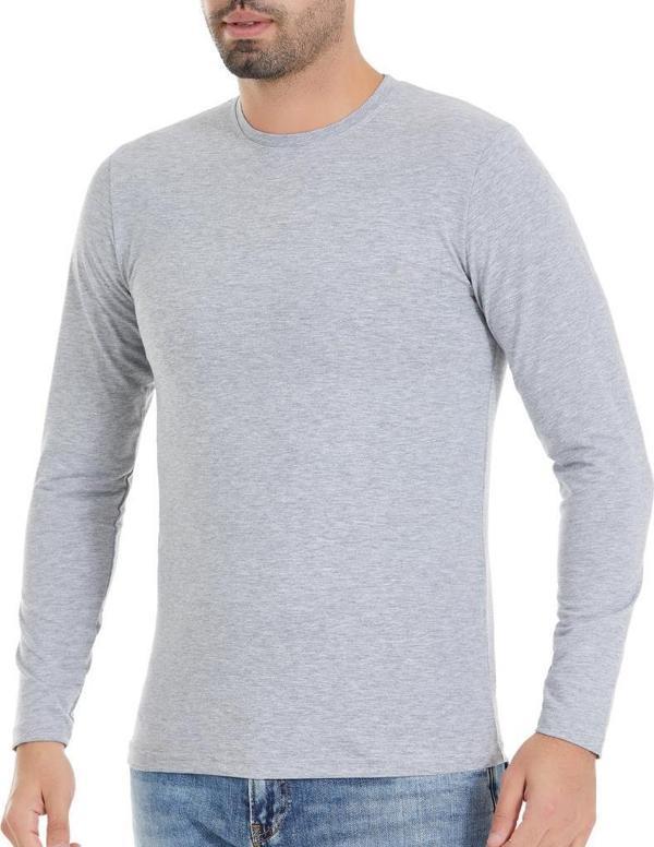 6 Adet Yıldız Erkek Likralı Uzun Kollu T-Shirt Fanila Gri 87 - Image 1