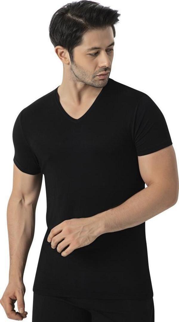 Lüx Drm Erkek Bambu Kısa Kollu V Yaka Fanila Atlet 3905 - Image 1