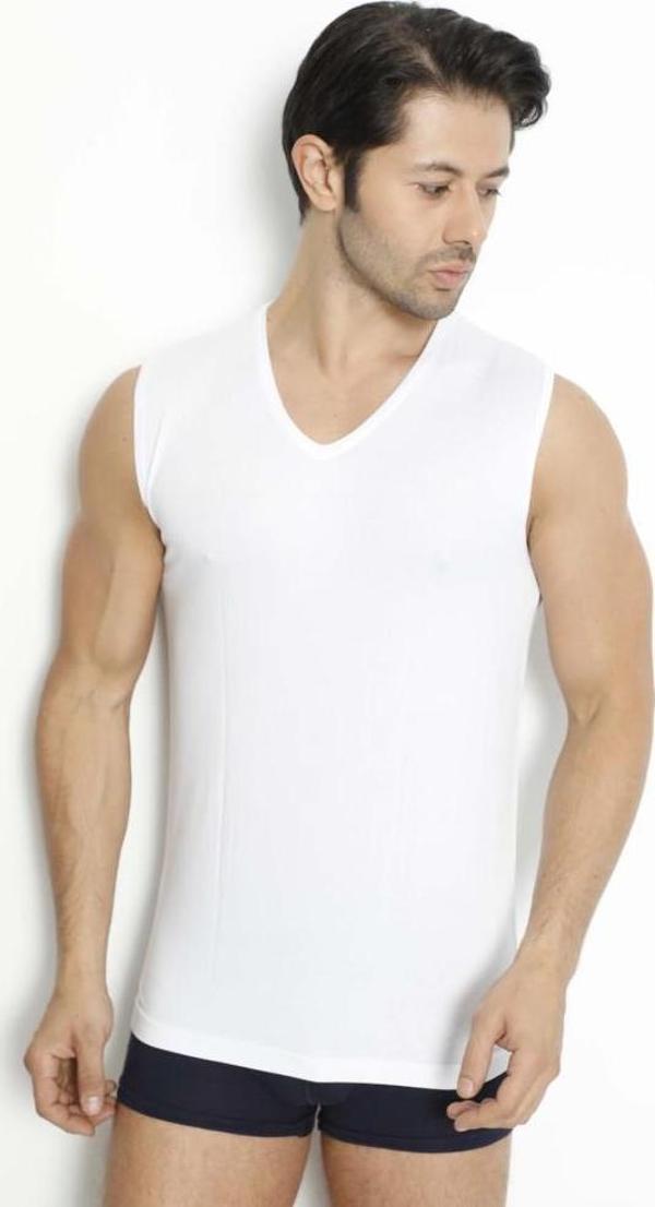 Lüx Drm Erkek Bambu V Yaka Sıfır Kol Fanila Atlet 3904 - Image 1