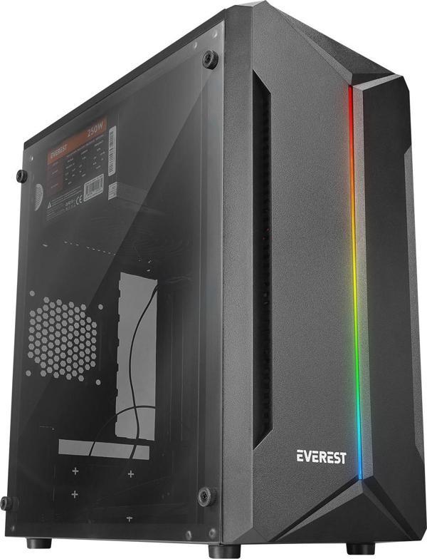 Everest Saber Rgb Led Şeritli Peak 250W Akrilik Yan Panel M-Atx Mini-T Gaming Oyuncu Boş Bilgisayar Kasası - Image 1