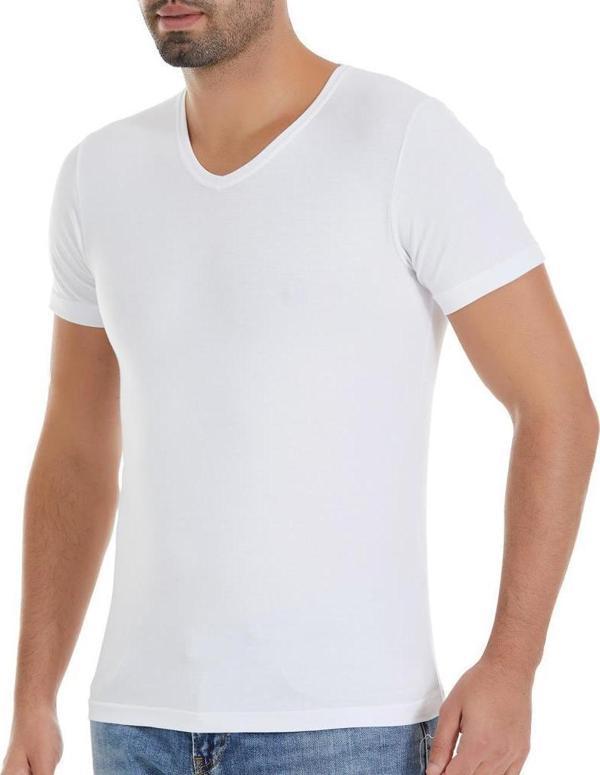 Yıldız Erkek Modal V Yaka T-Şhirt Fanila Beyaz 150 - Image 1