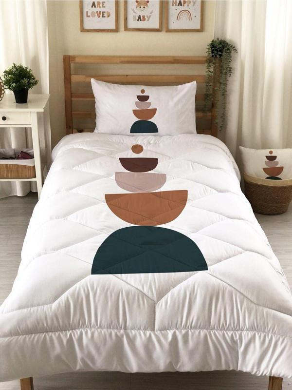 Geometrik Desenli Kapitone Yorgan,tek Kişilik Uyku Seti - Image 1