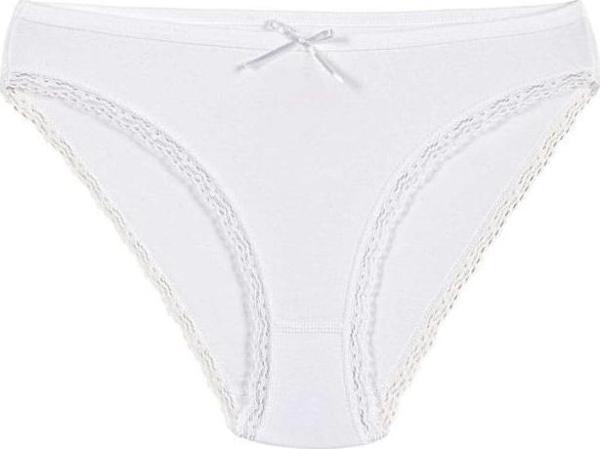 6 Adet Yıldız Bayan Likralı Dantelli Bikini Külot Beyaz 3790 - Image 1
