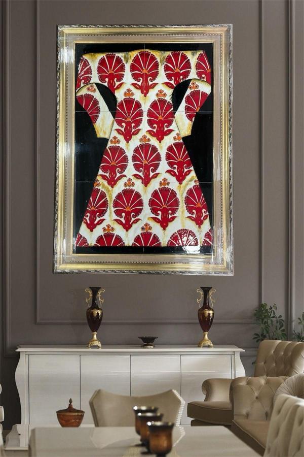 Eporselen El Yapımı Kaftan Motifli Çini Duvar Tablosu (40 Cm X 60 Cm) - Image 1