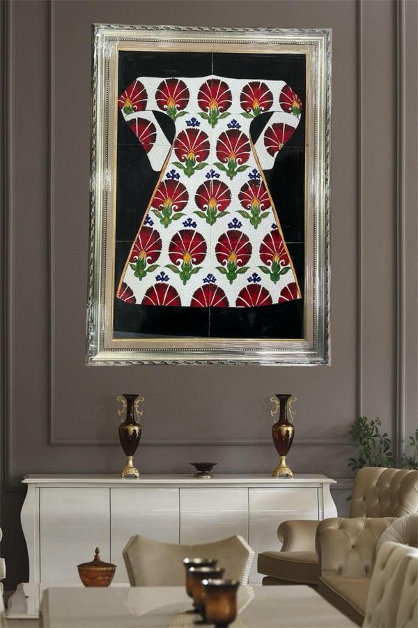 Eporselen El Yapımı Kaftan Motifli Çini Duvar Tablosu (40 Cm X 60 Cm) - Image 1