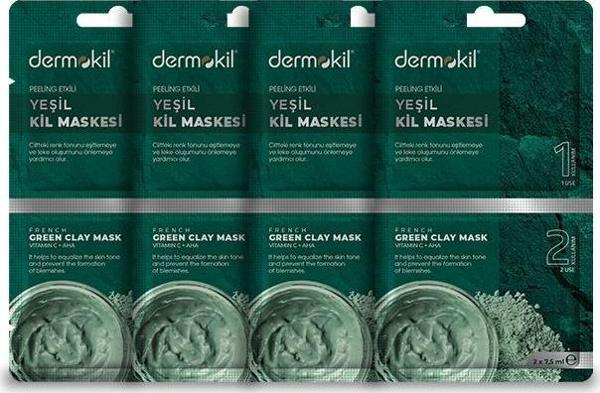 DERMOKİL PEELİNG ETKİLİ YEŞİL KİL MASKESİ*4'lü SET - Image 1