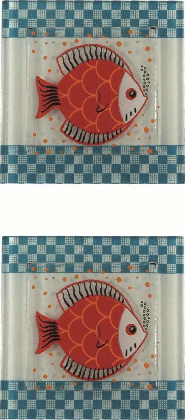 Cam Banyo Gider Kapak Süsü 2 Adet  Cam Gider Kapağı 10x10 cm Balık - Image 1