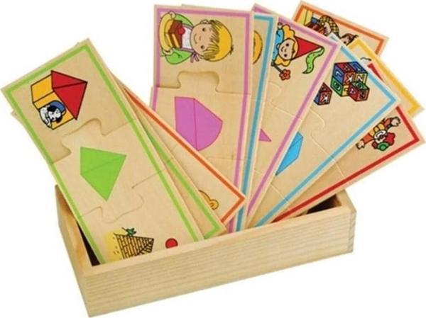 30 Parça Kutulu Ahşap Puzzle Nesneler Domino 4126 - Image 1