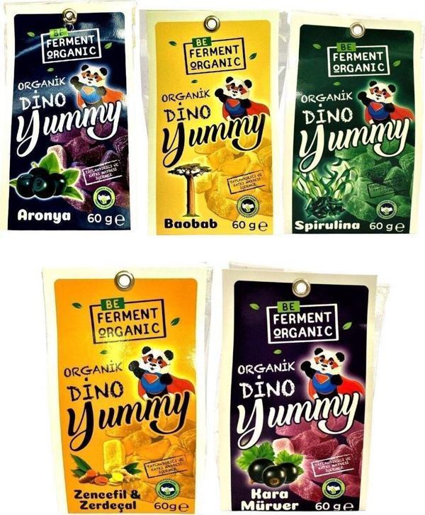 Beferment Organik Aronya-Baobab-Karamürver-Spirulina- Zencefil&Zerdeçal Yummy 60 G 5'Li Set - Image 1