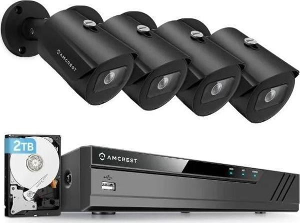 Amcrest 5MP Güvenlik Kamera Sistemi 4K 8CH PoE NVR Siyah - Image 1